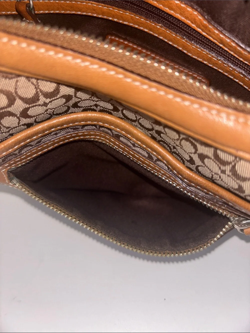 Coach Vintage Brown Signature Hobo with Tan Trim
